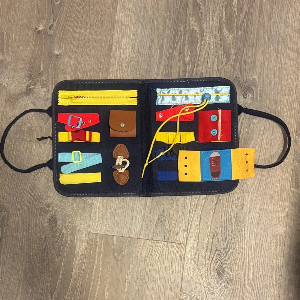 Interactive Kids Fastener Bag - Blue and Yellow